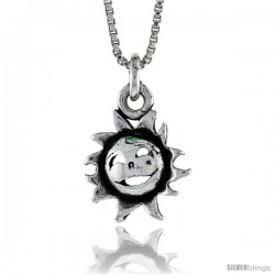 Sterling Silver Sun Pendant, 1/4 in. (6.2 mm) Long.