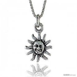 Sterling Silver Sun Pendant, 1/4 in. (6.2 mm) Long. -Style Po219