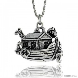 Sterling Silver Noah's Ark Pendant, 3/8 in. (9 mm) Long.