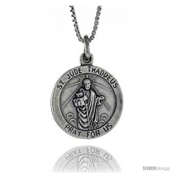 Sterling Silver St. Jude Pendant, 13/16 in. (21 mm) tall