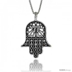 Sterling Silver Hamsa (Hand Of God) Pendant, 11/16 in. (17 mm) Long.