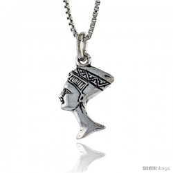 Sterling Silver Small Queen Nefertiti Pendant, 1/2 in. (12 mm) Long.