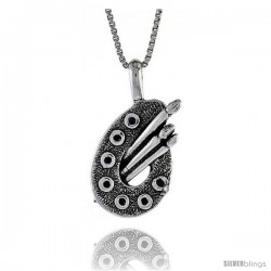 Sterling Silver Artists Pallet Pendant, 3/4 in. (19 mm) Long.