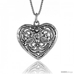 Sterling Silver Heart Pendant, 7/8 in. (23 mm) Long.