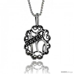 Sterling Silver Sweet 16 Pendant, 7/8 in. (22 mm) Long.