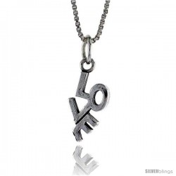 Sterling Silver LOVE Pendant, 11/16 in. (18.0 mm) Long.