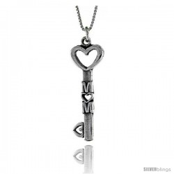 Sterling Silver Love Mom Pendant, 1 9/16 in. (40 mm) Long.