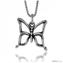 Sterling Silver Butterfly Pendant, 5/8 in. (16 mm) Long.