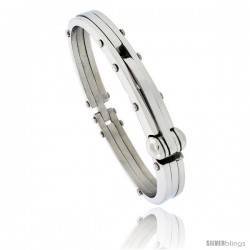 Gent's Stainless Steel Bangle Bracelet, 1/2 in wide, 8 1/2 in long -Style Bss157