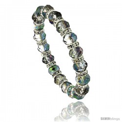 7 in. Faceted Glass Volcano Crystal Bracelet on Elastic Nylon Strand, 3/8 in. (10 mm) wide