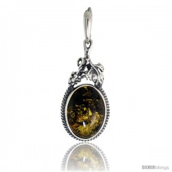 Sterling Silver Amber Stone Russian Baltic Amber Pendant