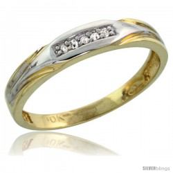 10k Yellow Gold Ladies Diamond Wedding Band Ring 0.03 cttw Brilliant Cut, 1/8 in wide -Style 10y014lb