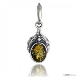 Sterling Silver Amber Stone Russian Baltic Amber Pendant -Style Amp95