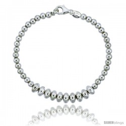 Sterling Silver Saucer Bead Bracelet), 1/4 in. (7 mm) wide