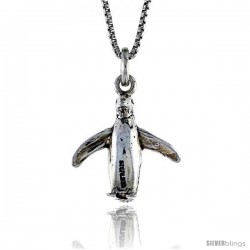 Sterling Silver Penguin Pendant, 3/4 in. (19 mm) Long.