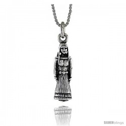 Sterling Silver Native American Woman Pendant, 1 in. (25 mm) Long.