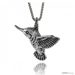 Sterling Silver Hummingbird Pendant, 3/4 in. (20 mm) Long.