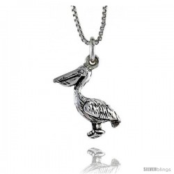 Sterling Silver Pelican Pendant, 11/16 in. (17 mm) Long.