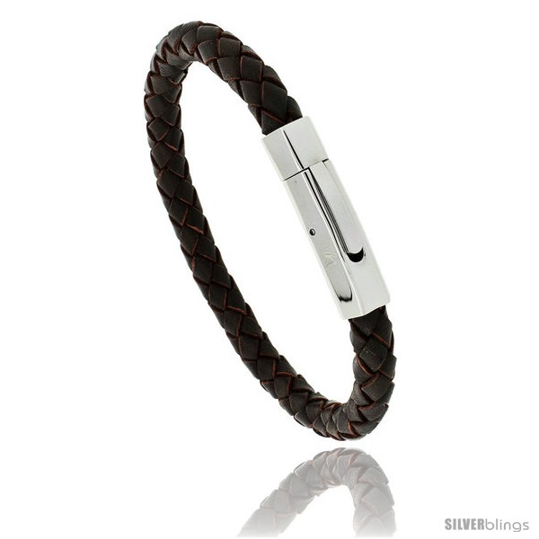 https://www.silverblings.com/824-thickbox_default/stainless-steel-braided-brown-leather-bracelet-5-16-in-wide-7-1-2-in.jpg