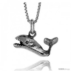 Sterling Silver Whale Pendant, 5/8 in. (16 mm) Long.