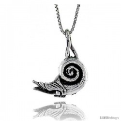 Sterling Silver Snail Pendant, 3/4 in. (19 mm) Long.