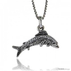 Sterling Silver Trout Pendant, 13/16 in. (21 mm) Long.