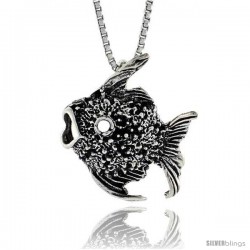 Sterling Silver Fish Pendant, 13/16 in. (21 mm) Long.