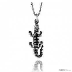 Sterling Silver Alligator Pendant, 1 in. (26 mm) Long.