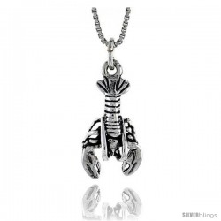 Sterling Silver Lobster Pendant, 7/8 in. (22 mm) Long.