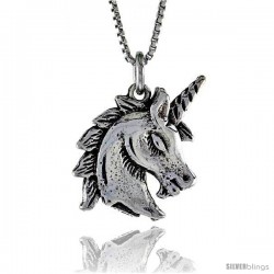 Sterling Silver Unicorn Pendant, 3/4 in. (20 mm) Long.