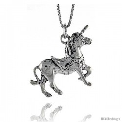 Sterling Silver Unicorn Pendant, 1 in. (25 mm) Long.