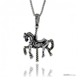 Sterling Silver Carousel Horse Pendant, 1 in. (25 mm) Long.