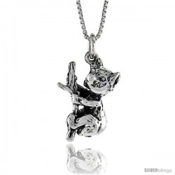 Sterling Silver Koala Bear Pendant, 7/8 in. (22 mm) Long.