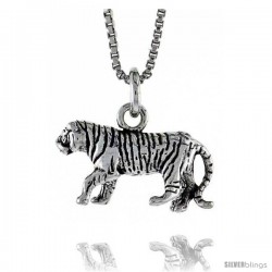 Sterling Silver Tiger Pendant, 3/4 in. (19 mm) Long.