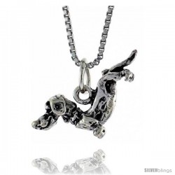 Sterling Silver Dachshund Dog Pendant, 13/16 in. (20 mm) Long.