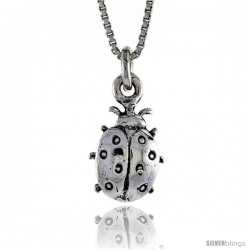 Sterling Silver Ladybug Pendant, 7/8 in. (22 mm) Long.