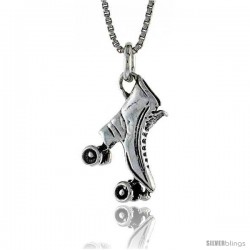 Sterling Silver Roller Skates Pendant, 15/16 in. (24 mm) Long.