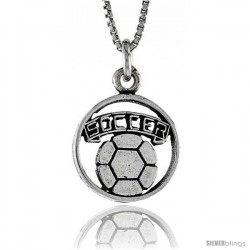 Sterling Silver Soccer Pendant, 3/4 in. (20 mm) Long.