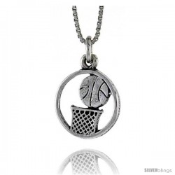 Sterling Silver Basketball Pendant, 3/4 in. (20 mm) Long.