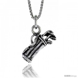 Sterling Silver Golf Bag with Clubs Pendant, in. ( mm) Long.