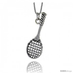 Sterling Silver Tennis Racket Pendant, in. ( mm) Long.