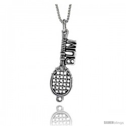 Sterling Silver Tennis Bum Pendant, 1 7/16 in. (35 mm) Long.