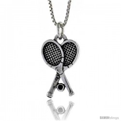 Sterling Silver Racquetball Pendant, 7/8 in. (22 mm) Long.