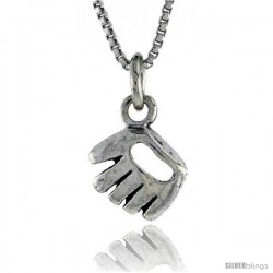 Sterling Silver Baseball Glove Pendant, 1/2 in. (12 mm) Long.