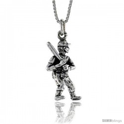 Sterling Silver Baseball Player Pendant, 1 in. (26 mm) Long.