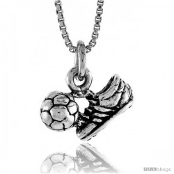 Sterling Silver Soccer Shoe and Ball Pendant, 9/16 in. (15 mm) Long.