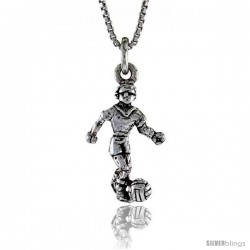 Sterling Silver Soccer Player Pendant, 7/8 in. (22 mm) Long.