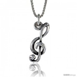 Sterling Silver G-clef Pendant, 13/16 in. (20.0 mm) Long.