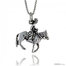 Sterling Silver Horse & Rider Pendant, 7/8 in. (22 mm) Long.