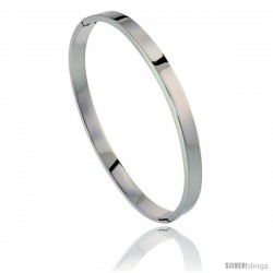 Stainless Steel Oval Bangle Bracelet For men, 8 in -Style Bss15b